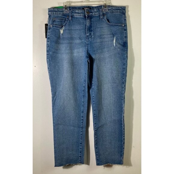 Womens Buffalo Jayme Jeans Mid Rise Straight Raw Hem Blue 12 NWT - Picture 1 of 8
